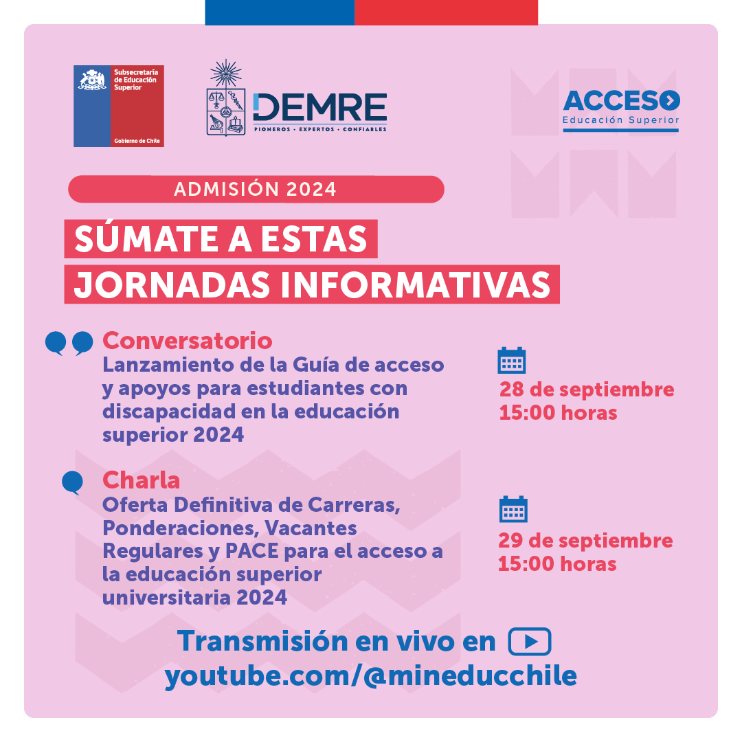 Mineduc y DEMRE realizarán jornadas informativas para quienes quieran ingresar a la educación superior