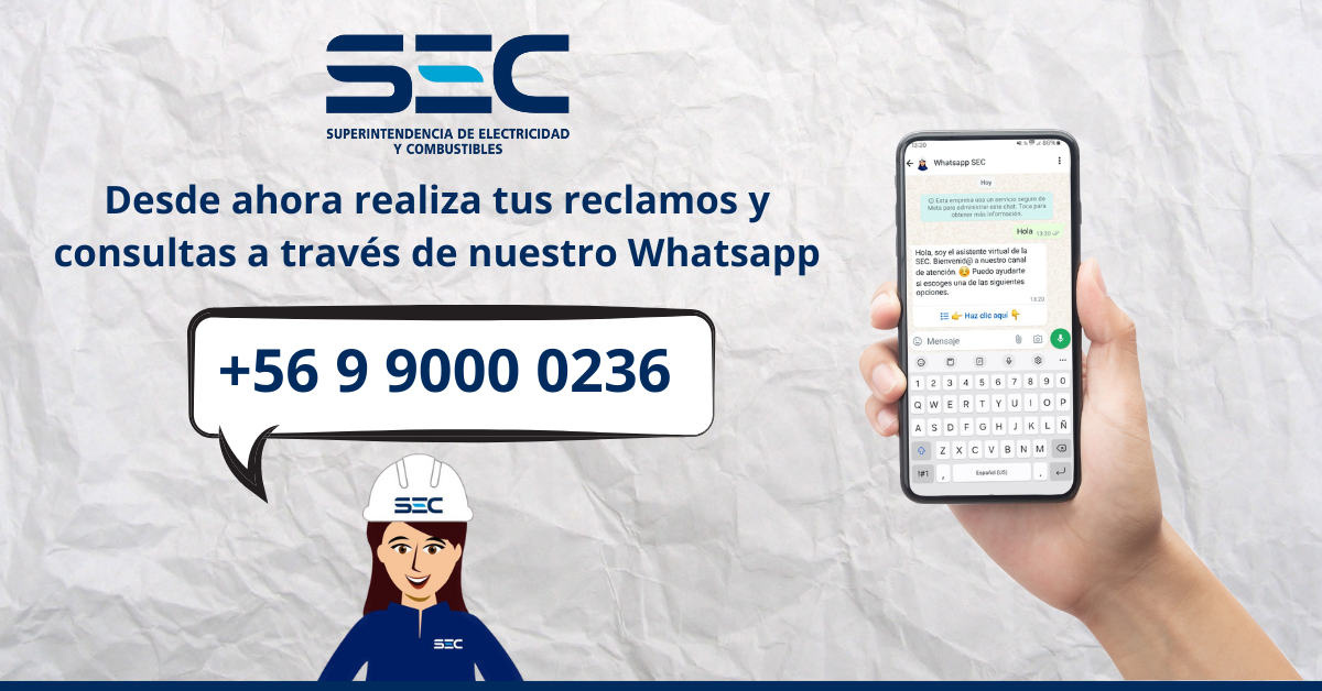 SEC lanza “Whatsapp” institucional para recoger reclamos y denuncias de la ciudadanía.