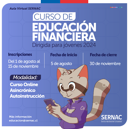 SERNAC INVITA A JÓVENES PARA PARTICIPAR EN SU CURSO GRATUITO DE EDUCACIÓN FINANCIERA.